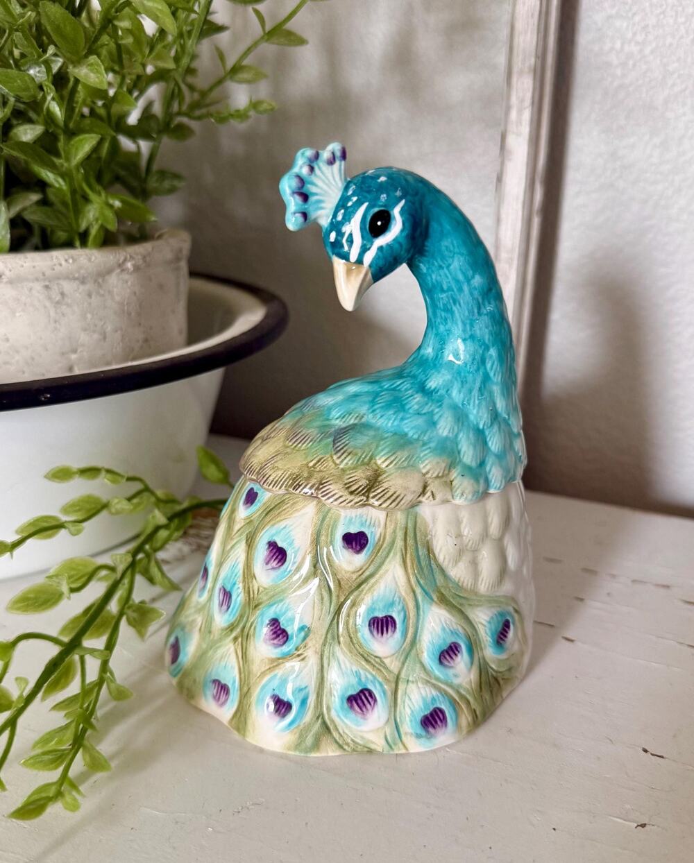 Edie Rose Peacock Trinket Box | Rachel Bilson Turquoise Ceramic Jewelry Box